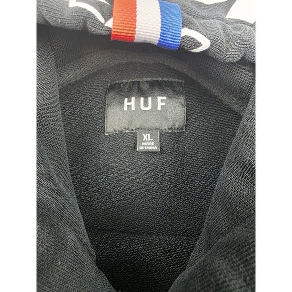 Huf x Thrasher Print Streetwear AOP Black Hoodie Sweater‎ Mens Size XL - Picture 3 of 11